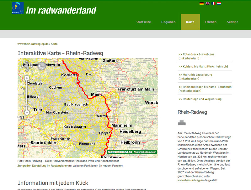 Screenshot Rheinradweg Screenshot Rheinradweg